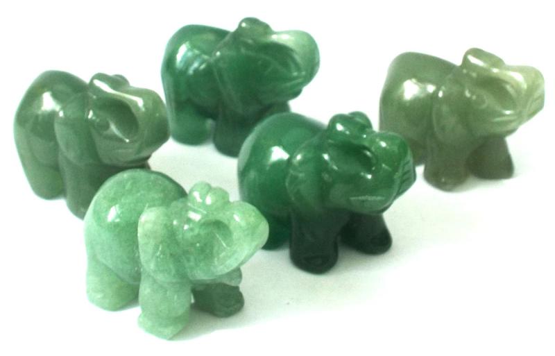 Small Aventurine Carved Gemstone Elephant