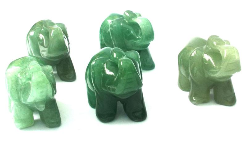 Small Aventurine Carved Gemstone Elephant