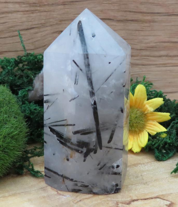 Black Tourmalated Quartz Gemstone Tower 03