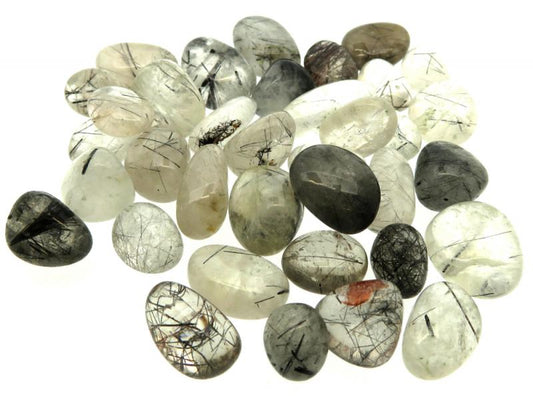 100gms Small Black Tourmalated Quartz Tumblestones