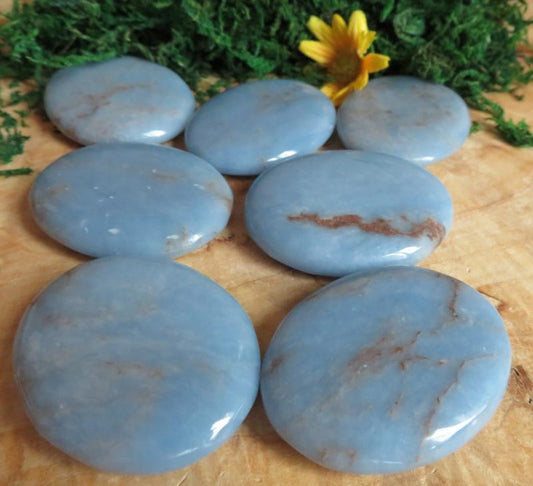 1 x Angelite Medium Tumbled Palmstone