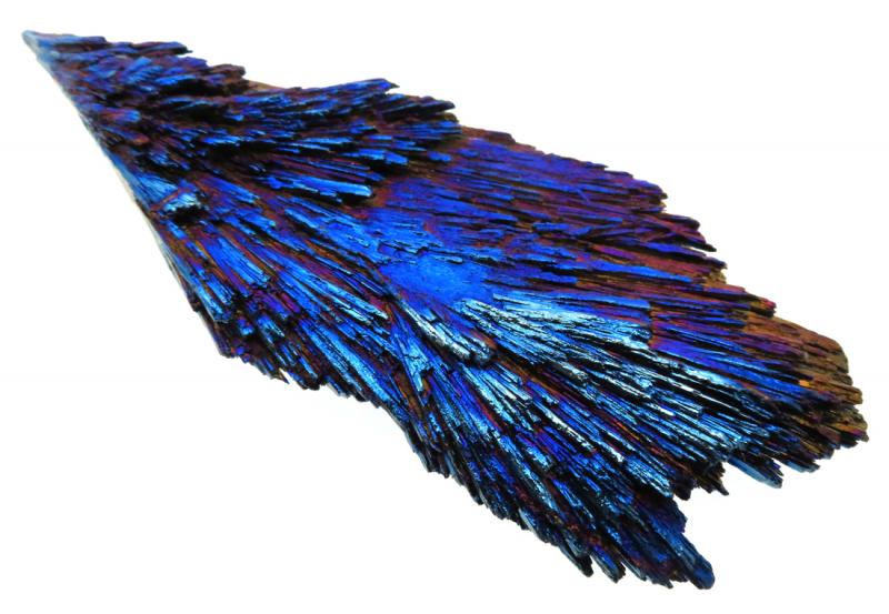 Kyanite Gemstone Peacock Aura Coated Fan 01