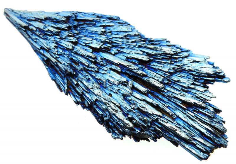 Kyanite Gemstone Peacock Aura Coated Fan 01