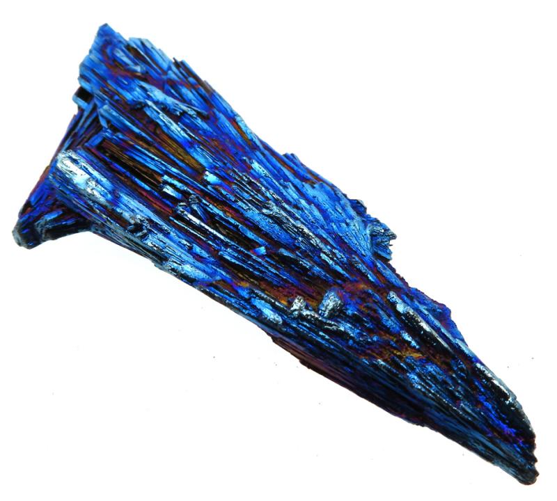 Kyanite Gemstone Peacock Aura Coated Fan 04