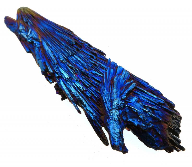 Kyanite Gemstone Peacock Aura Coated Fan 06