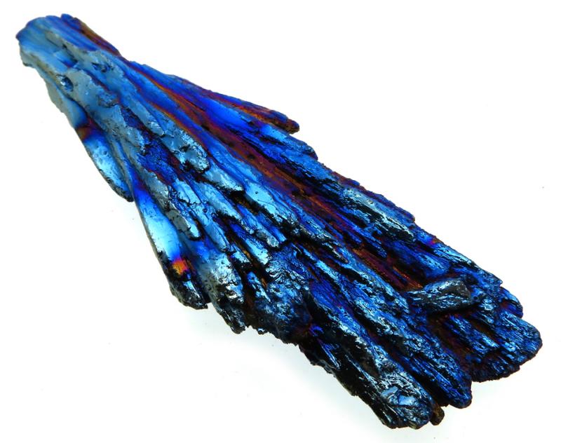 Kyanite Gemstone Peacock Aura Coated Fan 09