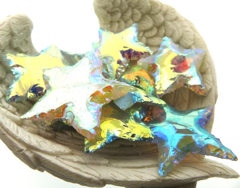 Hand Knapped Aura Quartz Gemstone Star