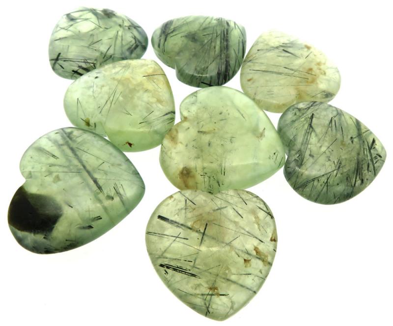 Single Prehnite Carved Puff Heart 30mm to 35mm