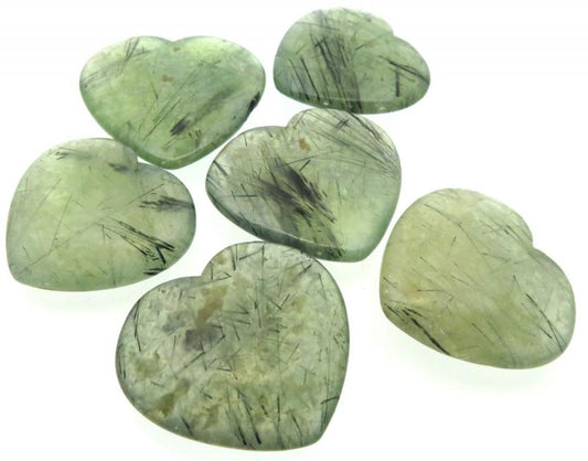 Single Prehnite Carved Puff Heart 35mm to 40mm