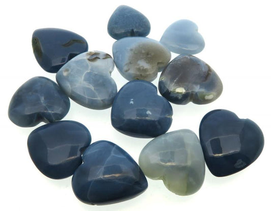 Single Andean Blue Opal Carved Puff Heart 18mm to 23mm