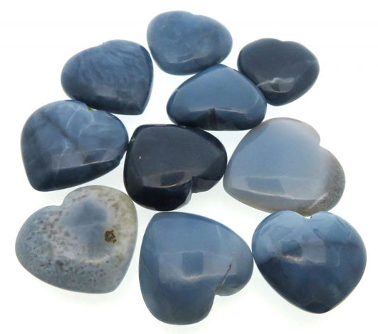 Single Andean Blue Opal Carved Puff Heart 23mm to 28mm