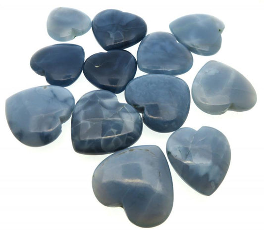 Single Andean Blue Opal Carved Puff Heart 28mm to 32mm