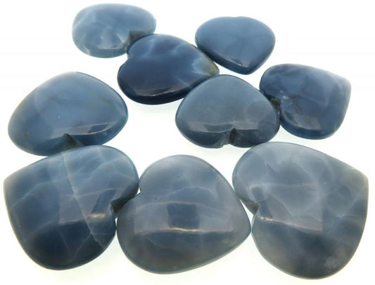 Single Andean Blue Opal Carved Puff Heart 32mm to 38mm