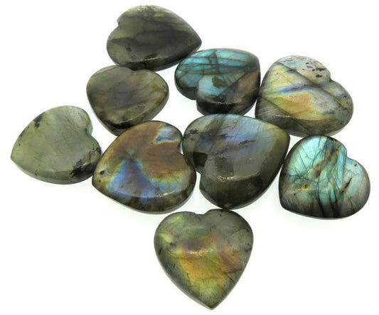 Single Labradorite Carved Puff Heart 22mm to 26mm
