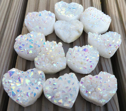 Small Angel Aura Quartz Gemstone Cluster Heart