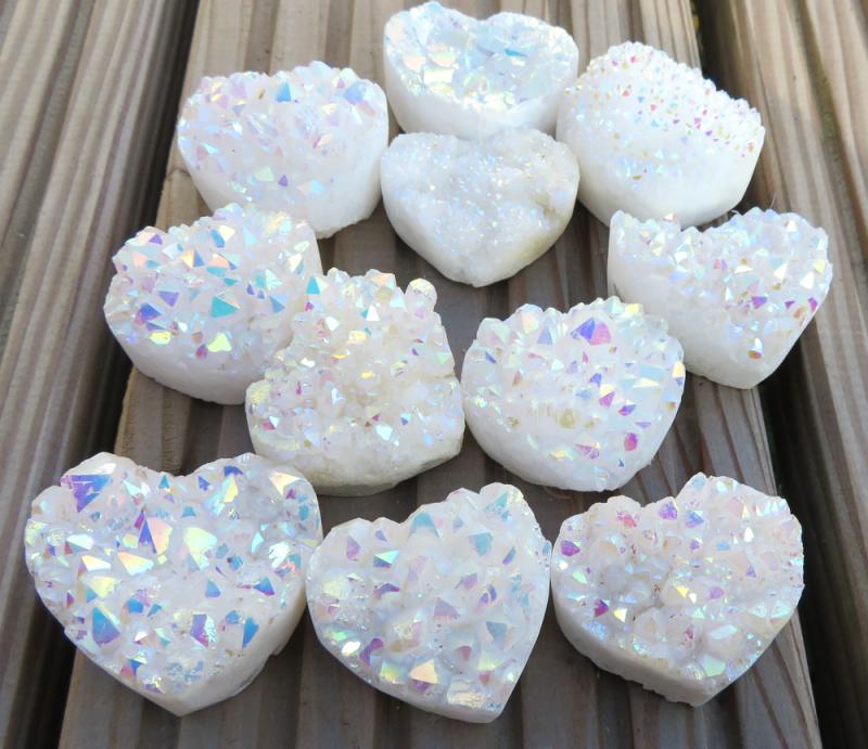 Small Angel Aura Quartz Gemstone Cluster Heart