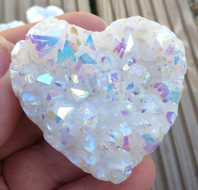 Small Angel Aura Quartz Gemstone Cluster Heart