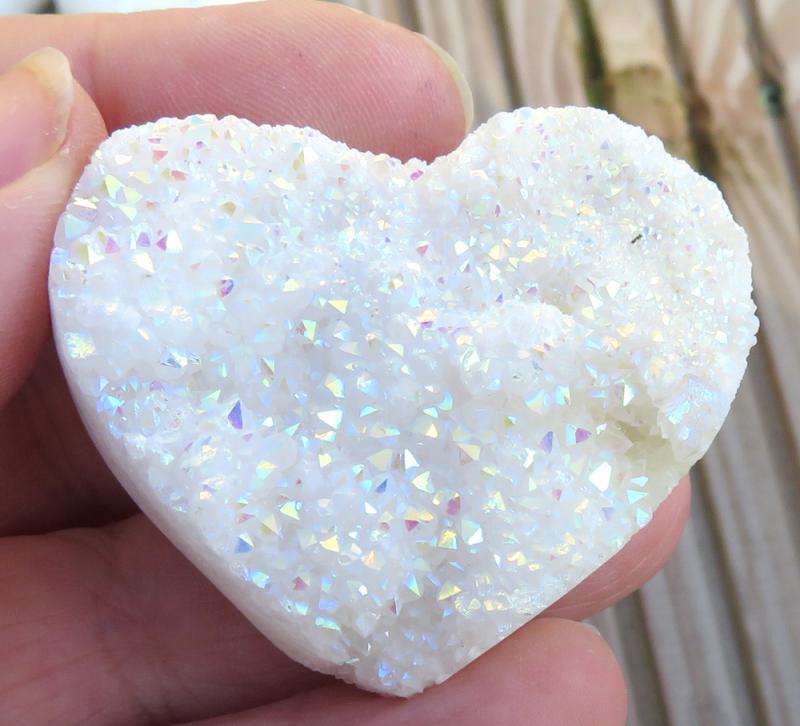 Small Angel Aura Quartz Gemstone Cluster Heart