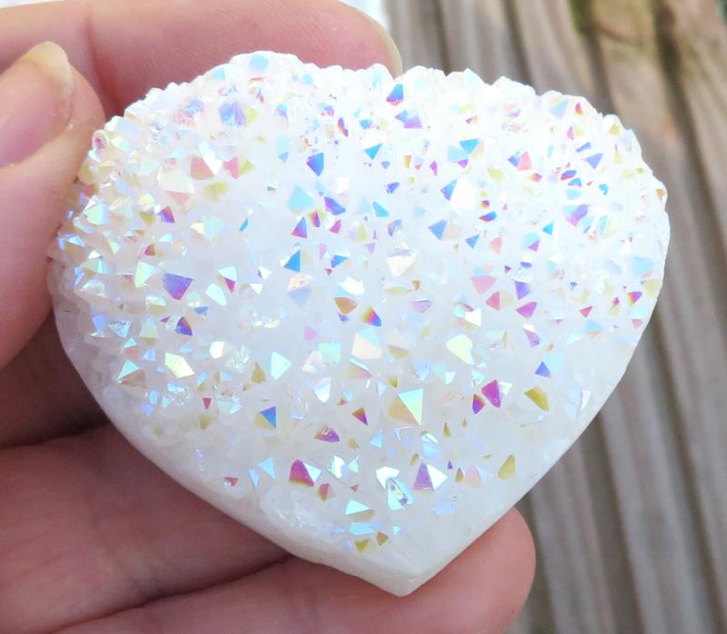 Small Angel Aura Quartz Gemstone Cluster Heart