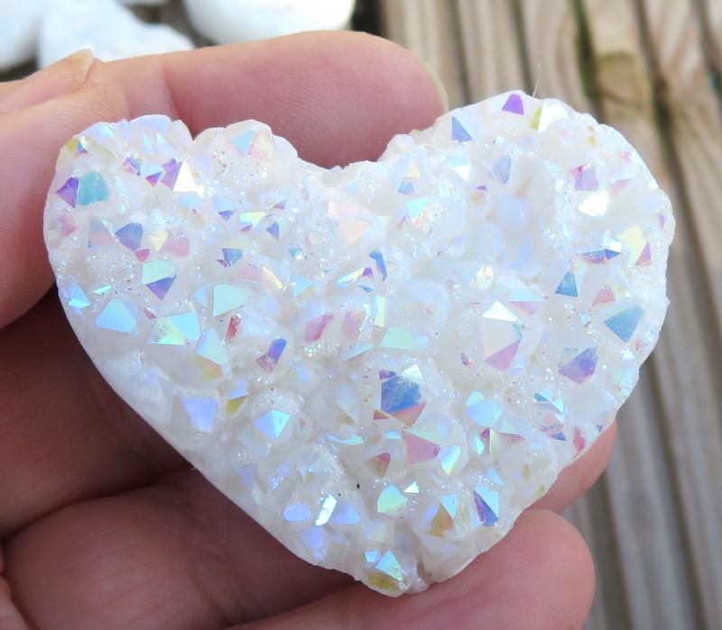 Small Angel Aura Quartz Gemstone Cluster Heart