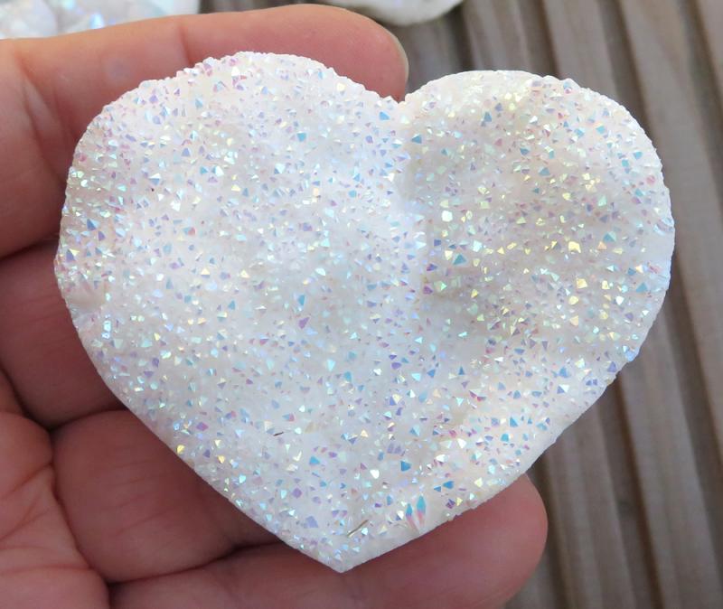 Medium Angel Aura Quartz Gemstone Cluster Heart
