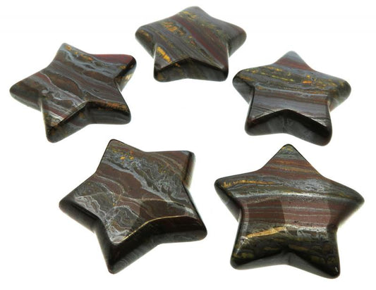 Single Tiger Iron Gemstone Carved Star