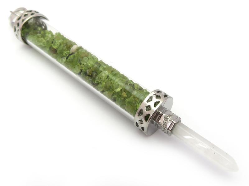 Glass Pipe Fancy Wand with Peridot Chips
