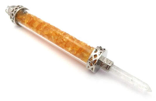 Glass Pipe Fancy Wand with Citrine Chips