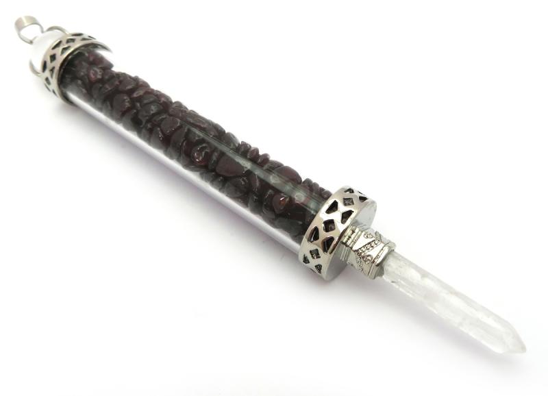 Glass Pipe Fancy Wand with Garnet Chips