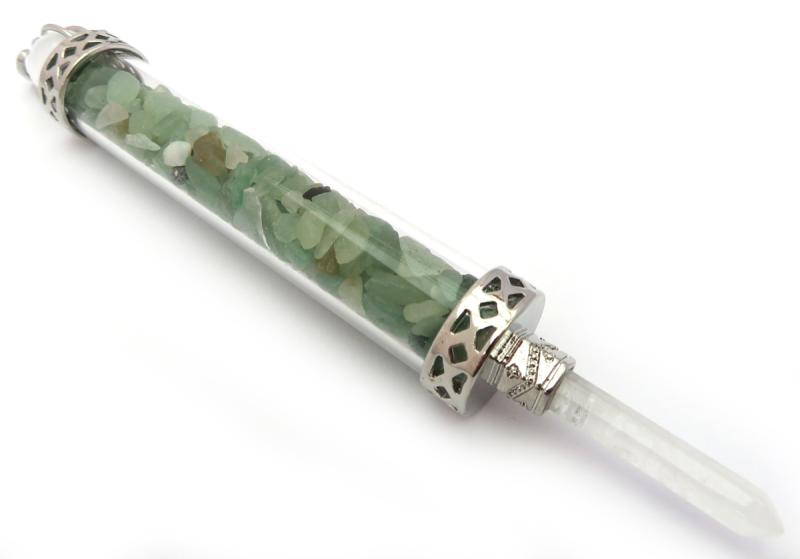 Glass Pipe Fancy Wand with Aventurine Chips
