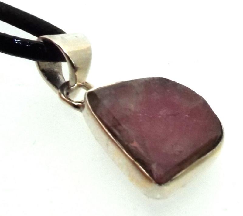 Pink Tourmaline Gemstone Sterling Silver Pendant 02