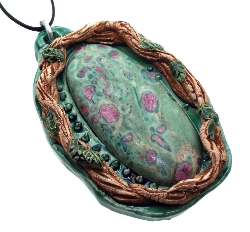 Ceramic Ring Branch with Ruby Fuchsite Wall Art 30