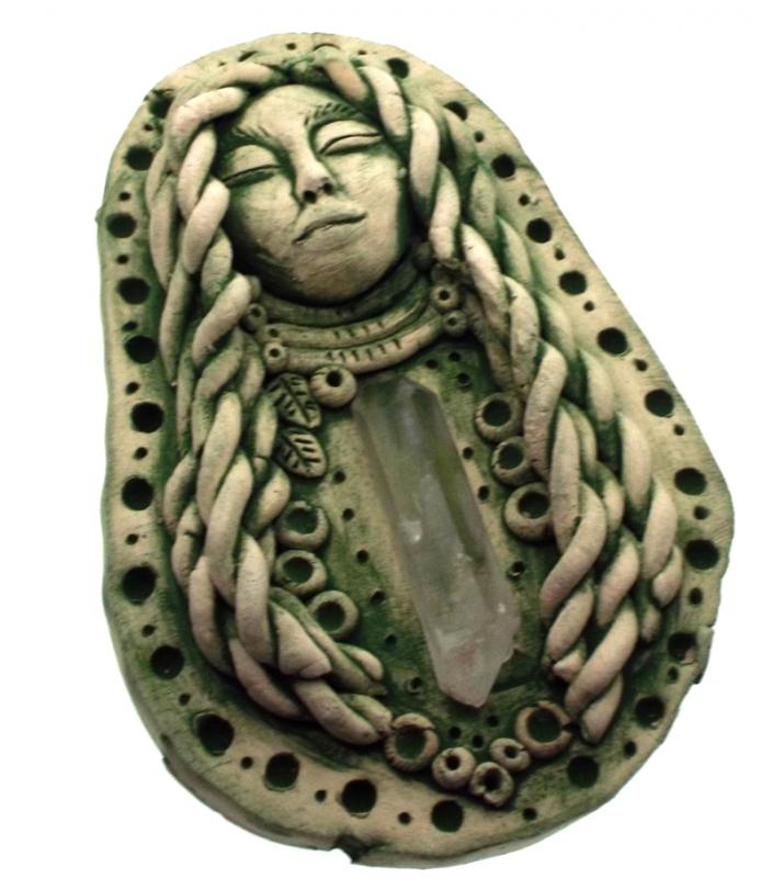 Ceramic Goddess with Quartz Point Wall Art 09