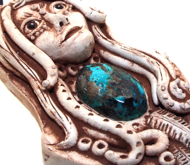 Ceramic Goddess with Chrysocolla Wall Art 20