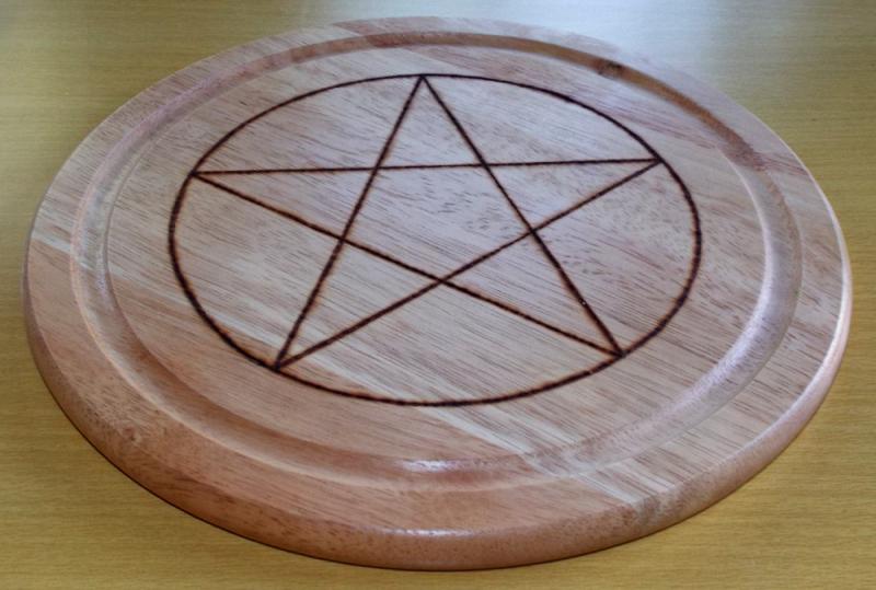 Large Wooden Crystal Healing Grid with Six Quartz Points