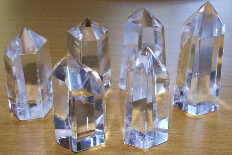 Large Wooden Crystal Healing Grid with Six Quartz Points