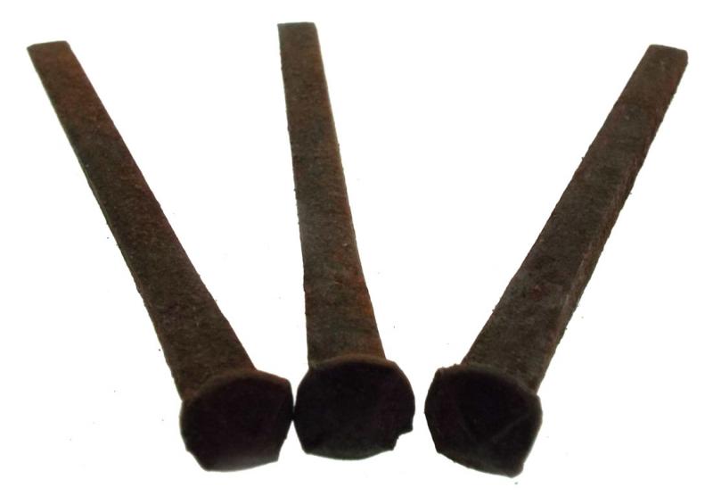 Set of Three 60mm Hand Forged Rose Head Coffin Nails