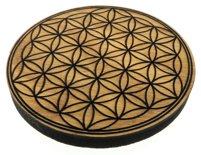 Oak Veneer Flower of Life Crystal Grid Board