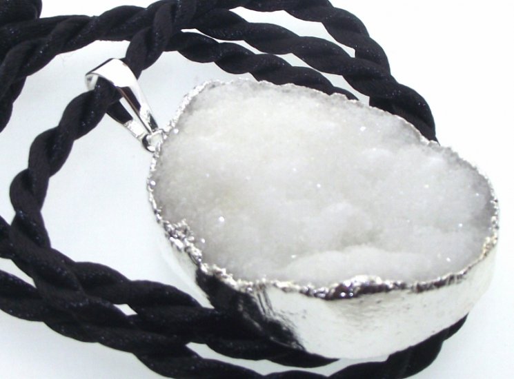 Himalayan Druzy Quartz Crystal Electroplated Pendant Design 02