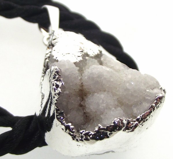 Himalayan Druzy Quartz Crystal Electroplated Pendant Design 06