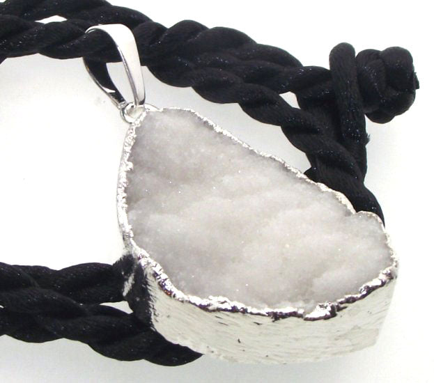 Himalayan Druzy Quartz Crystal Electroplated Pendant Design 08