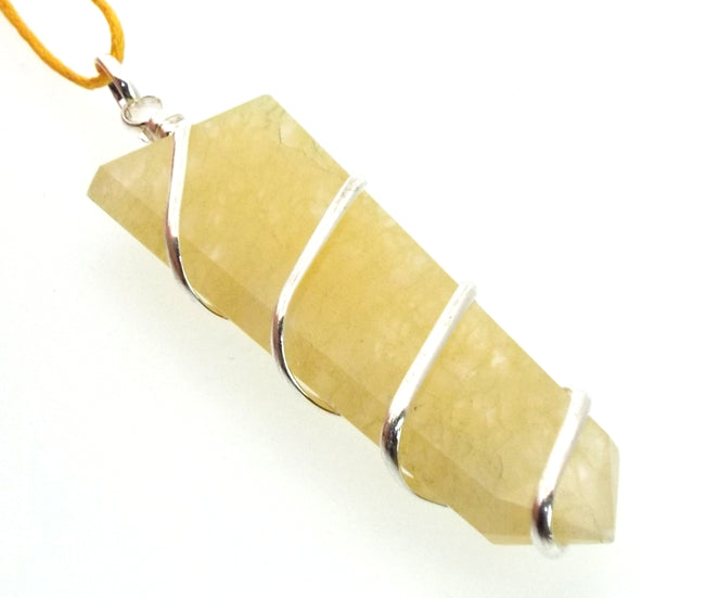 Himalayan Golden Quartz Faceted Point Wire Wrapped Pendant