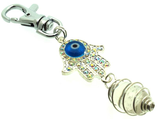 Evil Eye Hand Crystal Lingam Bag Charm Keyring