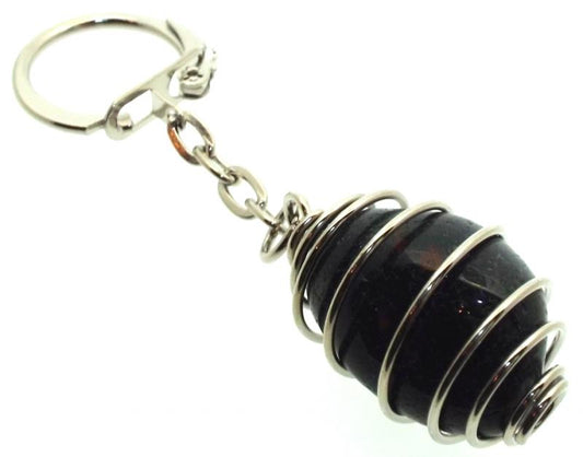 Bloodstone Gemstone Spiral Keyring