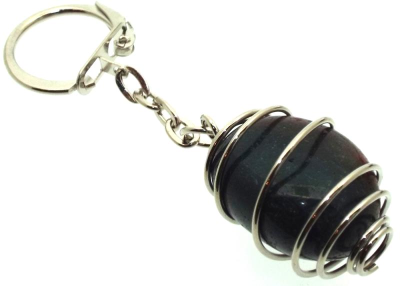 Bloodstone Gemstone Spiral Keyring