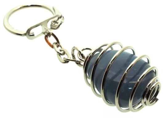 Angelite Gemstone Spiral Keyring