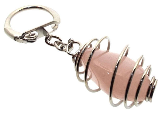 Rose Quartz Gemstone Spiral Keyring