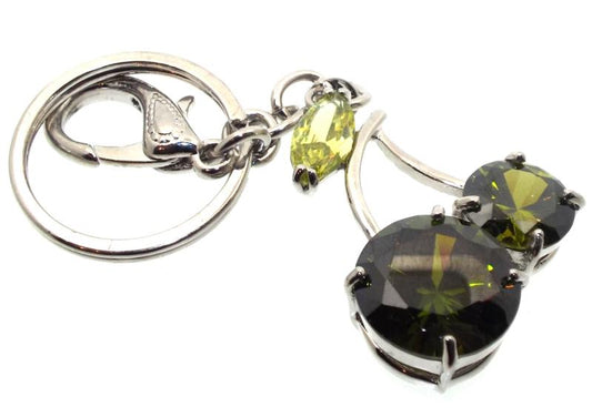 Bling Green Cherry Crystal Keyring