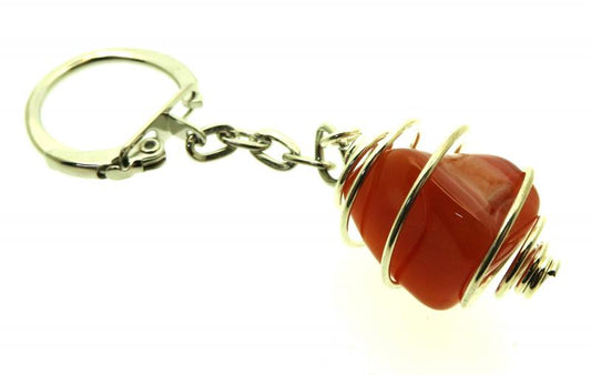 Carnelian Gemstone Spiral Keyring