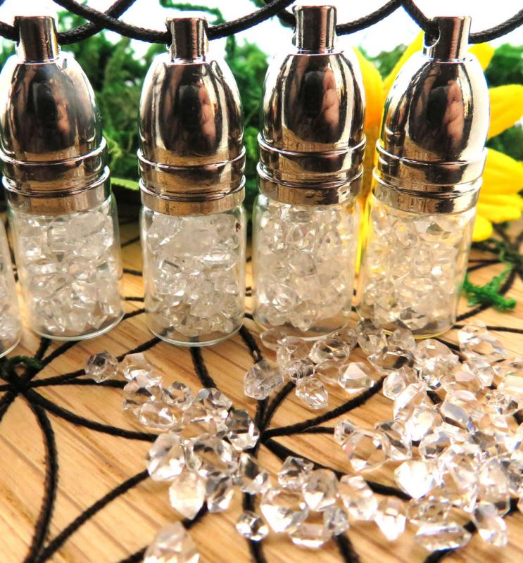 Herkimer Diamond Gemstone Mojo Bottle Pendant